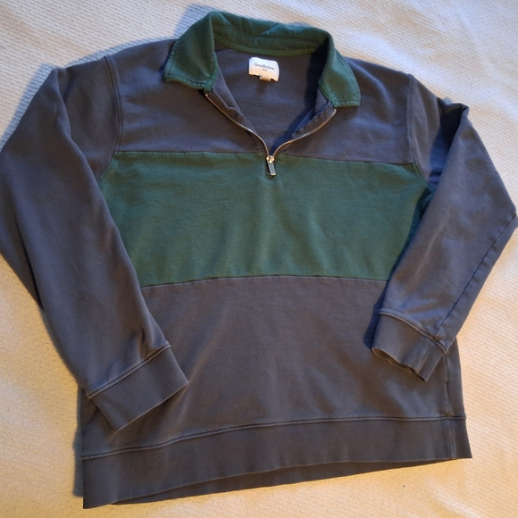 Goodfellow 100% Cotton Blue and Navy Quarter-Zip Pullover - Picture 2 of 6